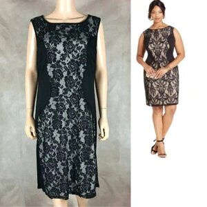 Love Squared Plus Size Black Lace-Panel Dress NWT 1X